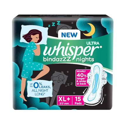 Whisper Ultra Bindazzz Nights Pads XL Plus 